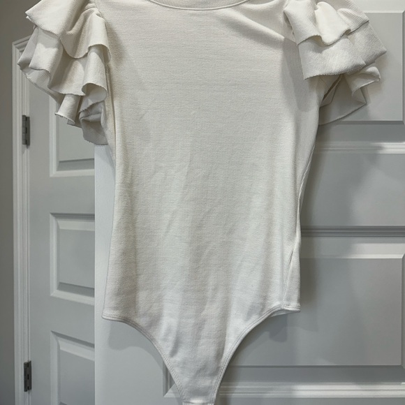 Express White Ribbed Knit Top - Picture 2 of 3